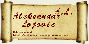 Aleksandar Lojović vizit kartica
